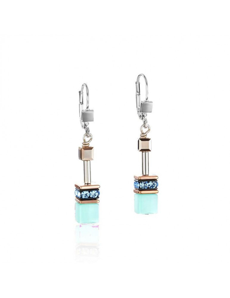 COEUR DE LION Boucles D'oreilles GeoCUBE® Aqua