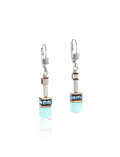 COEUR DE LION Boucles D'oreilles GeoCUBE® Aqua