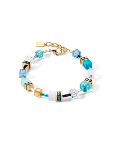 COEUR DE LION Bracelet GeoCUBE® Iconic Or Turquoise