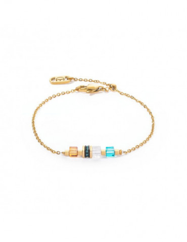 COEUR DE LION Bracelet Mini Cubes & Chain or-multicolore