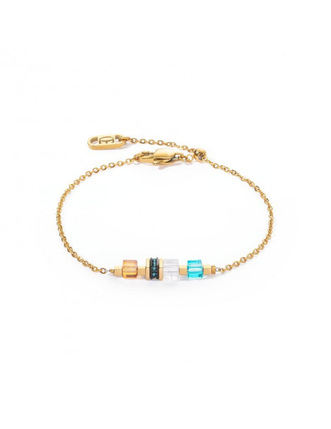 COEUR DE LION Bracelet Mini Cubes & Chain or-multicolore