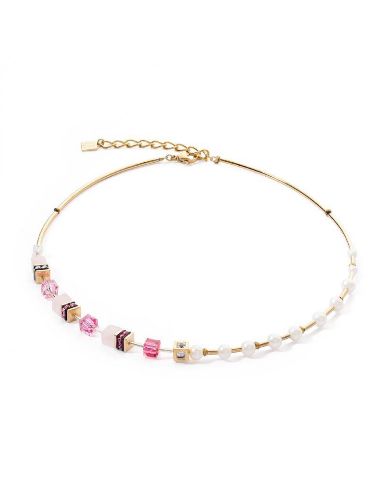 COEUR DE LION Collier GeoCUBE Fusion Precious Pearl Mix Or Rose Vif