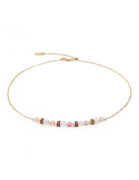 COEUR DE LION Collier Mini Cubes & Chain Or Rose