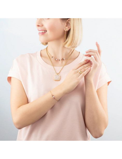 COEUR DE LION Collier Mini Cubes & Chain Or Rose