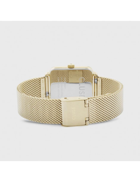 CLUSE Gift Box Tétragone Mesh Gold & Leather Strap Black