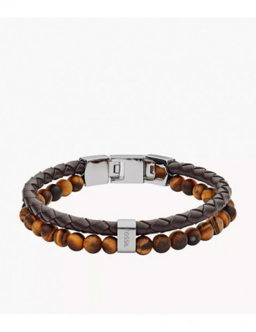 FOSSIL Bracelet Oeil-De-Tigre & Cuir