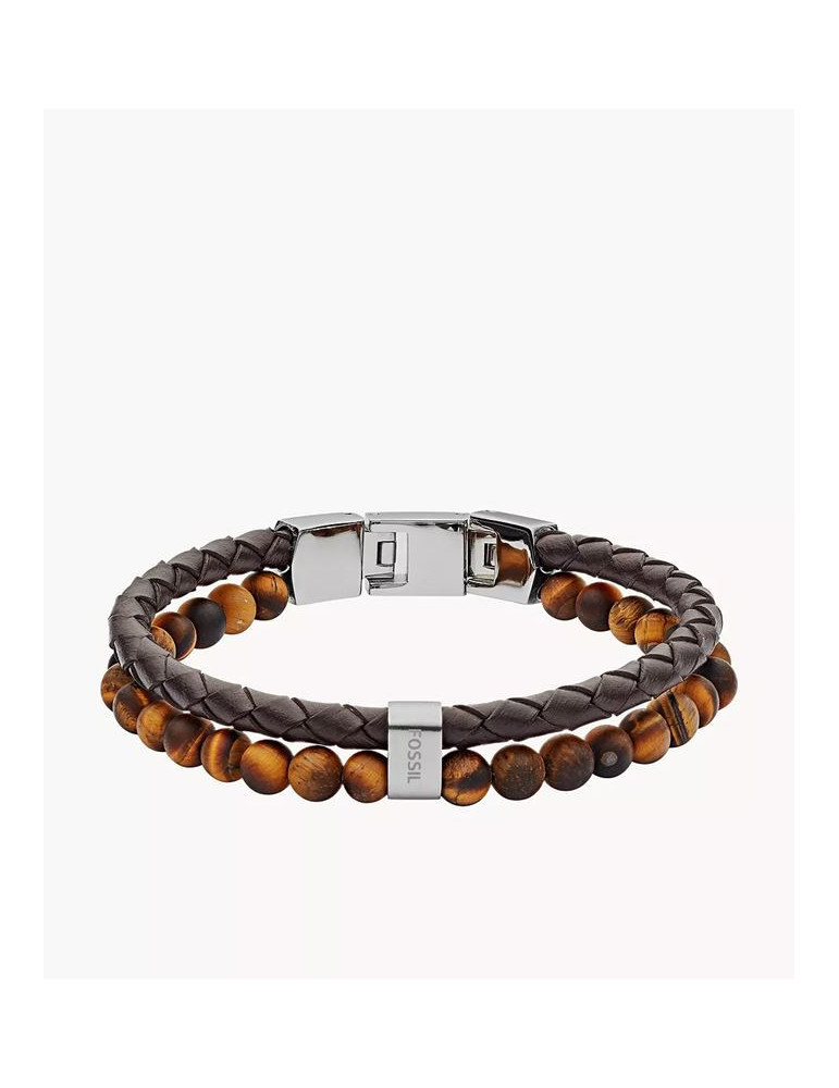 FOSSIL Bracelet Oeil-De-Tigre & Cuir