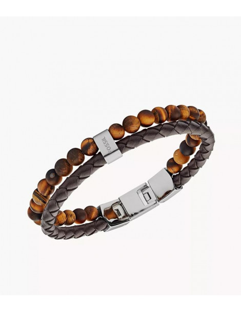 FOSSIL Bracelet Oeil-De-Tigre & Cuir