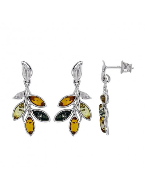 Boucles argent avec Ambre