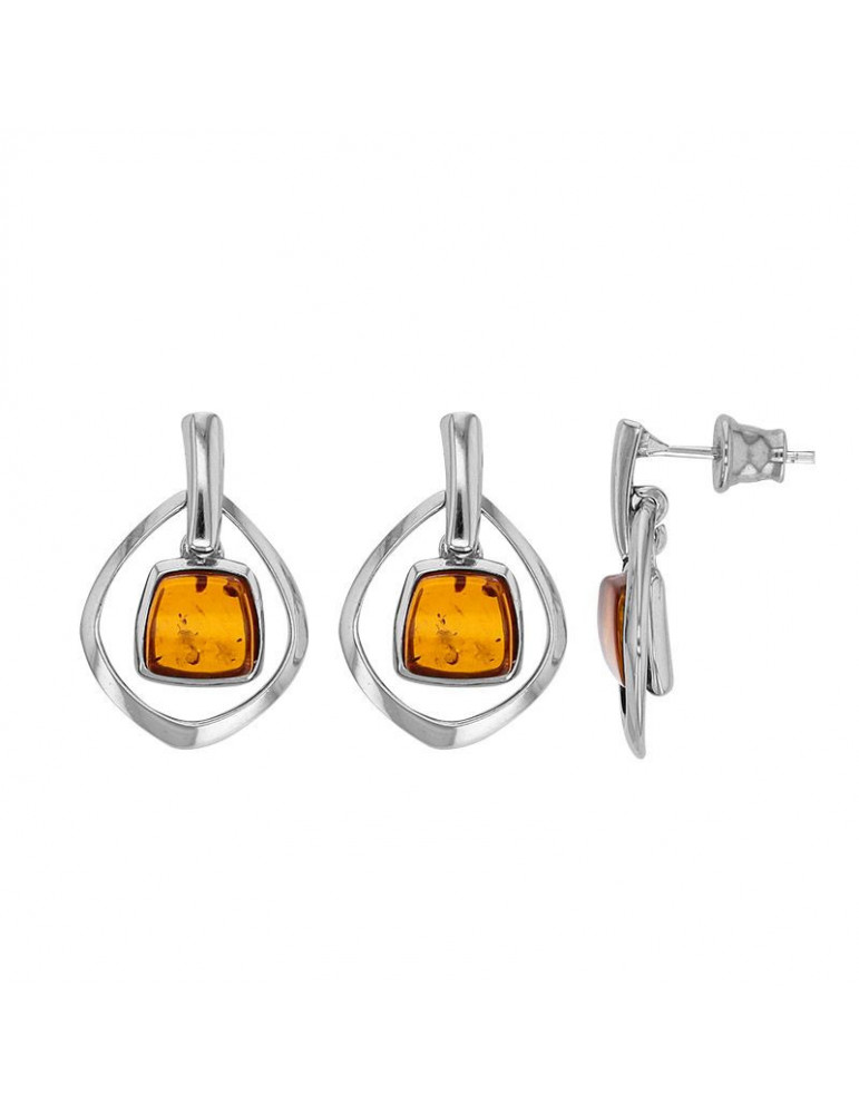 Boucles argent avec Ambre