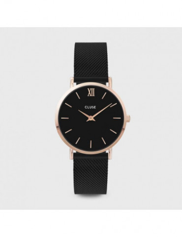 CLUSE Montre Minuit Mesh Rose Gold Black