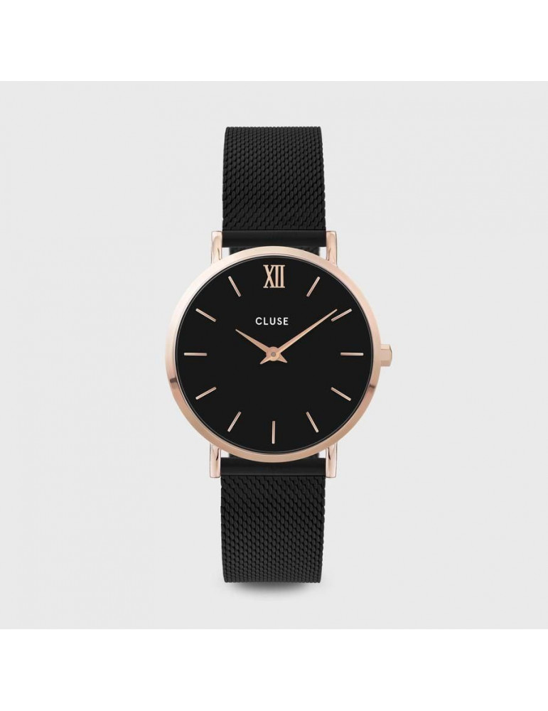 CLUSE Montre Minuit Mesh Rose Gold Black