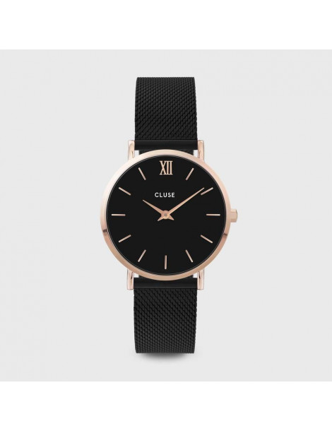 CLUSE Montre Minuit Mesh Rose Gold Black