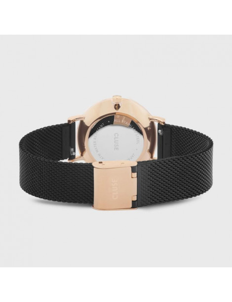 CLUSE Montre Minuit Mesh Rose Gold Black