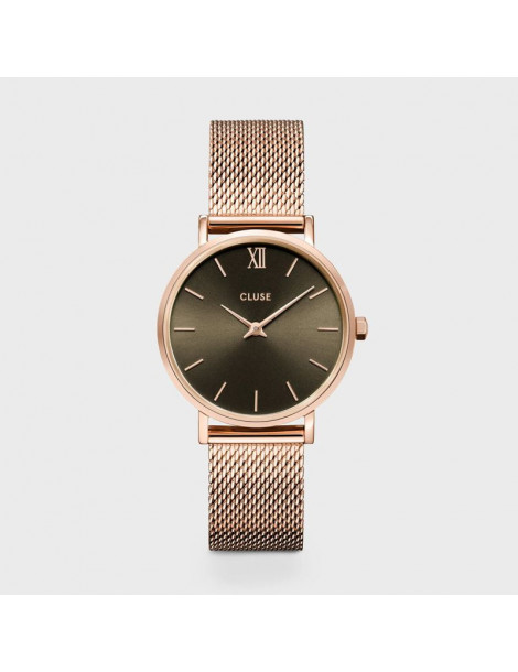 CLUSE Montre Minuit Mesh Grey Rose Gold