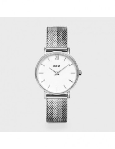 CLUSE Montre Minuit Mesh Silver White