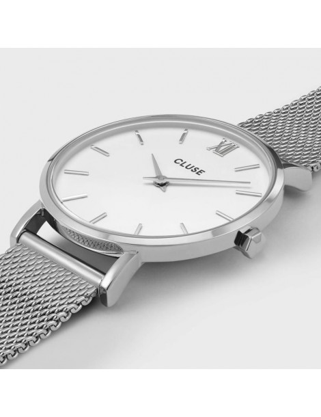 CLUSE Montre Minuit Mesh Silver White