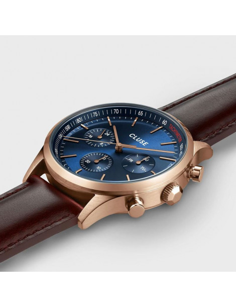 CLUSE Montre Anthéor Multifunction Leather Blue Rose Gold