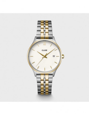 CLUSE Montre Minuit Date Steel Coconut Milk Bicolor