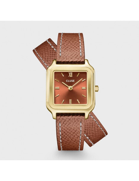 CLUSE Montre Gracieuse Petite Double Leather Nutshell Gold