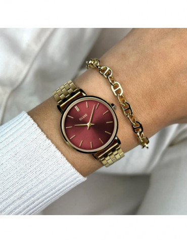 CLUSE Montre Boho Chic Petite Steel Dark Cherry Gold