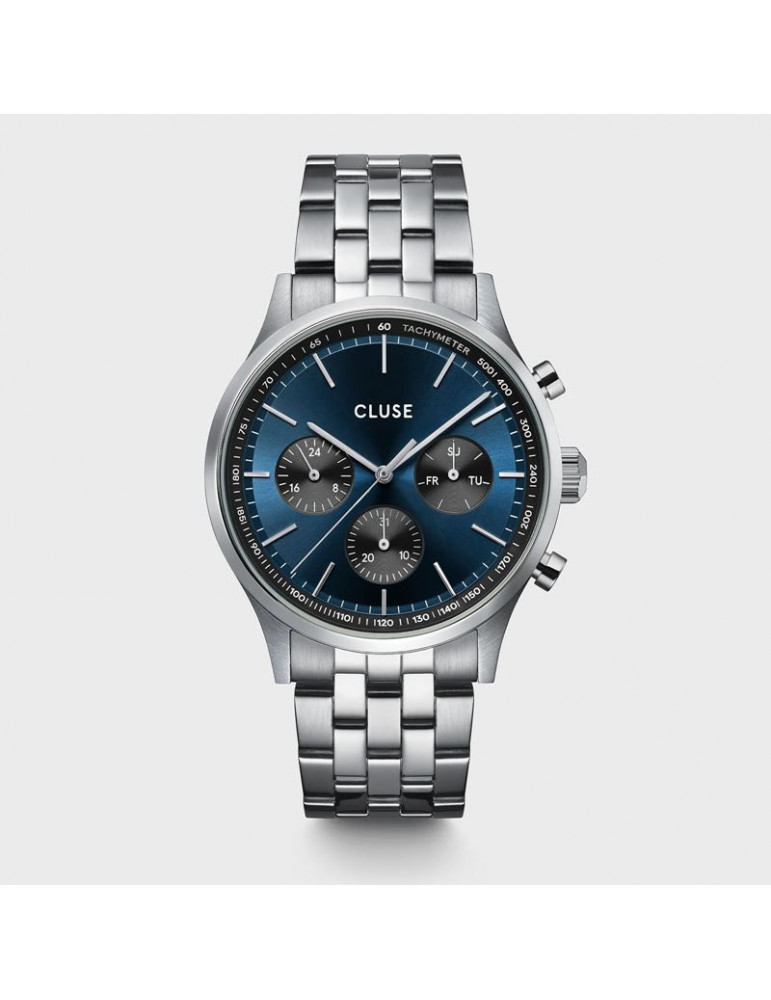 CLUSE Montre Anthéor Multifunction Steel Silver Blue & Black