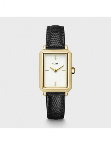 CLUSE Montre Fluette Leather Black Lizard Gold White