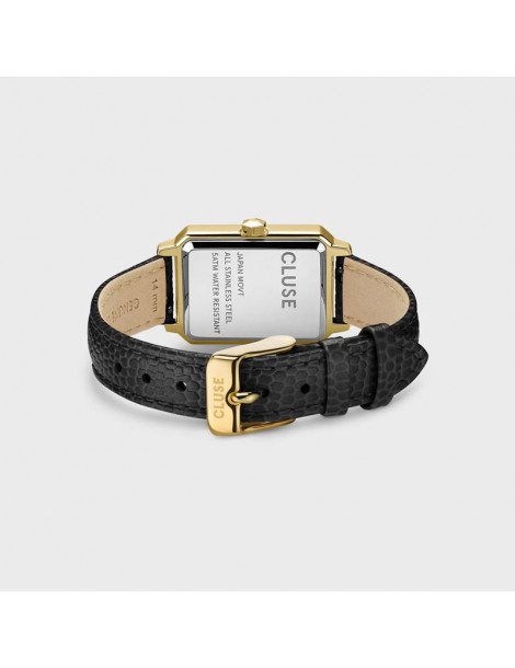 CLUSE Montre Fluette Leather Black Lizard Gold White