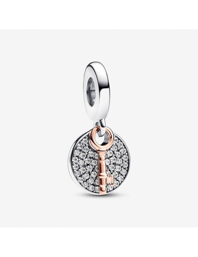 PANDORA Charm Pendant Double Clé du Bonheur Bicolore