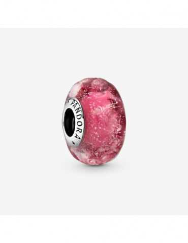 PANDORA Charm Verre de Murano Rose Ondulé Fantaisie