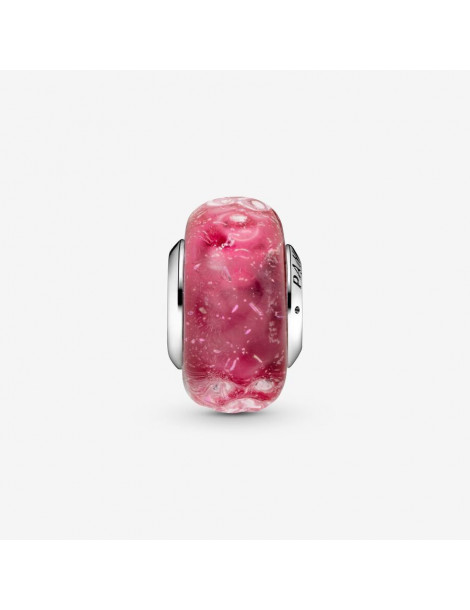 PANDORA Charm Verre de Murano Rose Ondulé Fantaisie