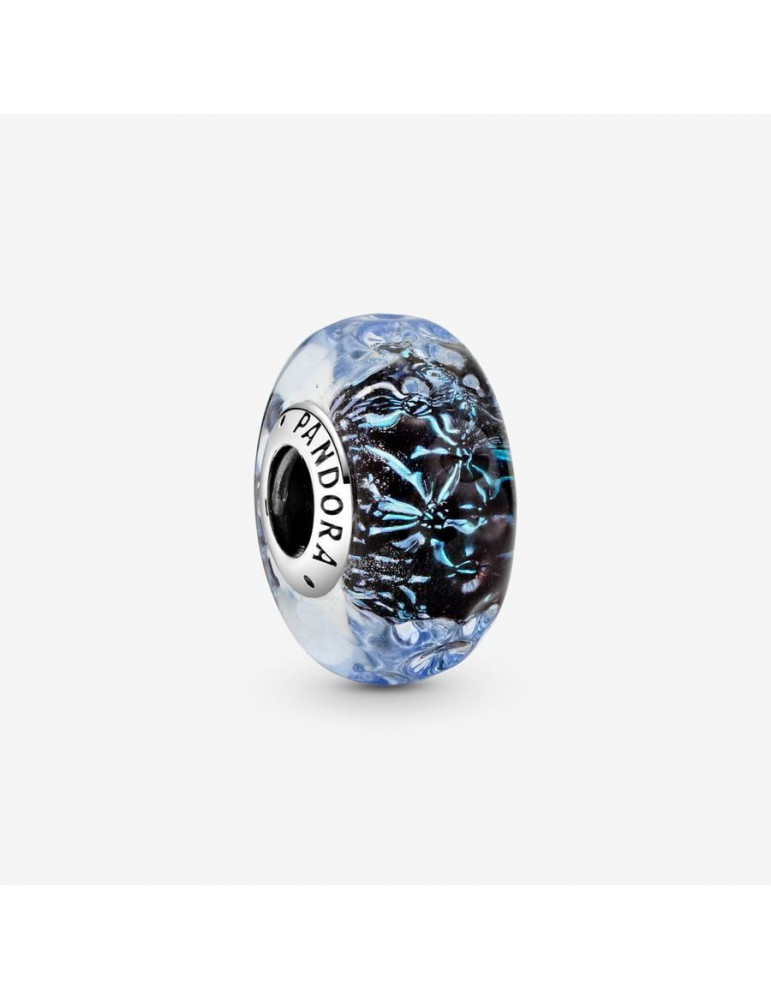 PANDORA Charm Océan Verre de Murano Bleu Foncé Ondulé