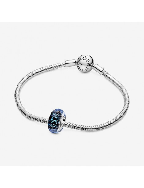 PANDORA Charm Océan Verre de Murano Bleu Foncé Ondulé