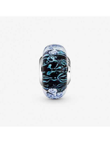 PANDORA Charm Océan Verre de Murano Bleu Foncé Ondulé