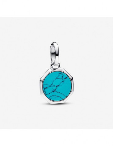 PANDORA Mini Charm Médaillon Gravable Turquoise