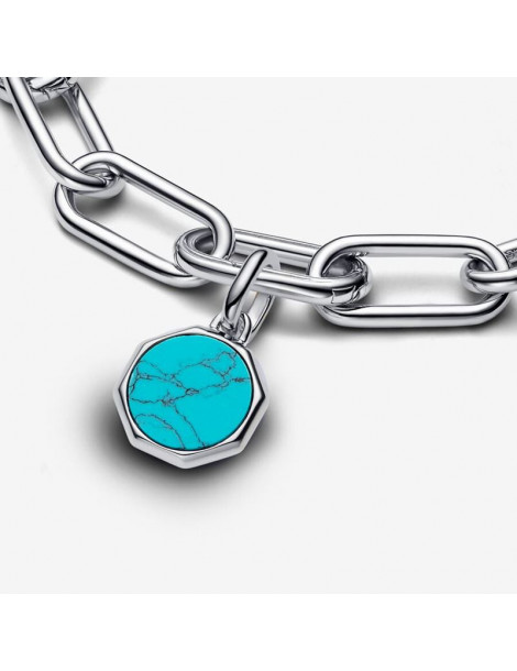 PANDORA Mini Charm Médaillon Gravable Turquoise