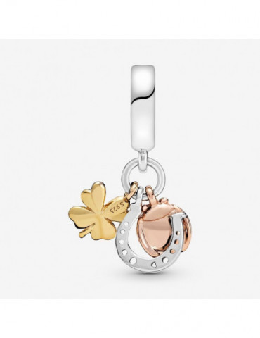 PANDORA Charm Pendant Fer à Cheval, Trèfle à Quatre Feuilles & Coccinelle