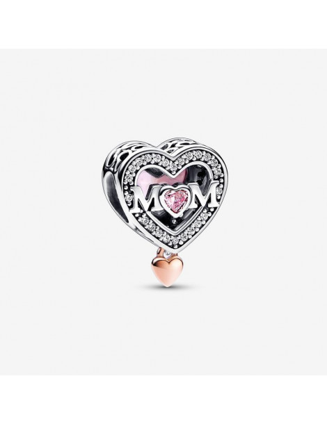 PANDORA Charm Maman & Coeur Ajouré Bicolore