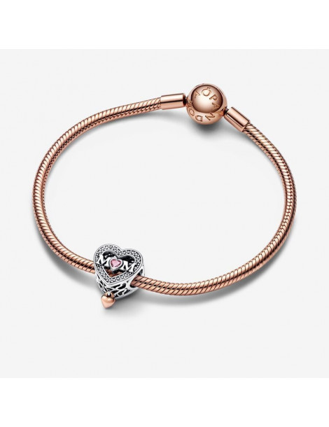 PANDORA Charm Maman & Coeur Ajouré Bicolore