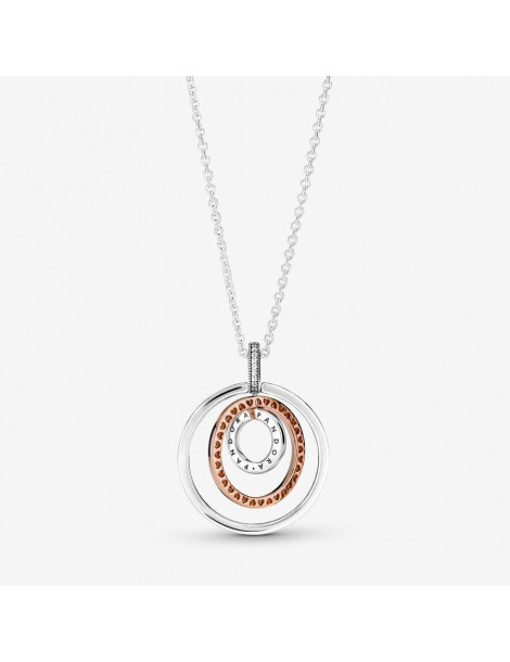 PANDORA Pendentif & Collier Cercles Bicolores