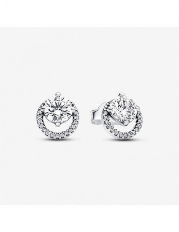 PANDORA Clous d'Oreilles Halo Rond Scintillant