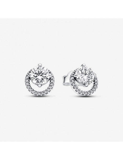 PANDORA Clous d'Oreilles Halo Rond Scintillant