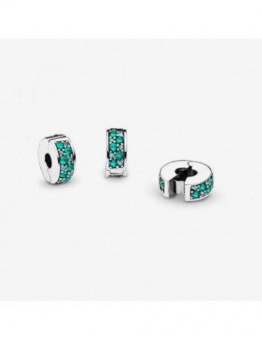 PANDORA Charm Clip Pavé Bleu-Vert