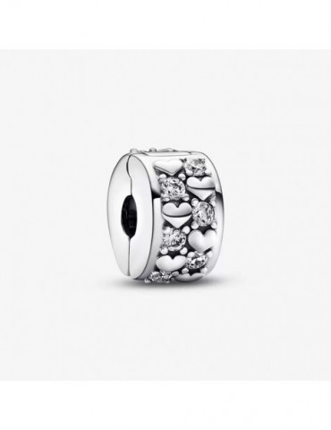 PANDORA Charm Clip Pendant Coeurs de l'Infini Scintillants