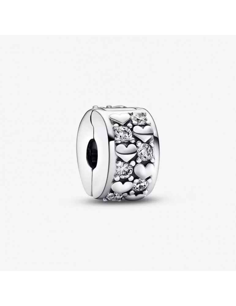 PANDORA Charm Clip Pendant Coeurs de l'Infini Scintillants