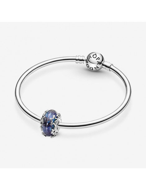 PANDORA Charm en Verre de Murano Bleu Galaxie & Étoile