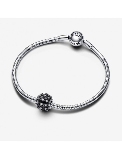 PANDORA Charm Noir Rond Pavé Scintillant