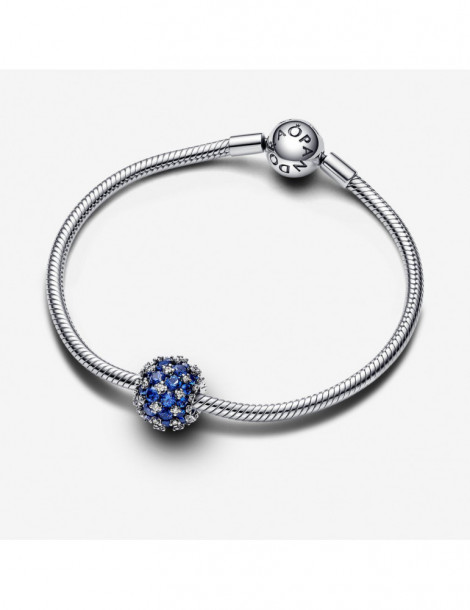 PANDORA Charm Rond Pavé Bleu Scintillant