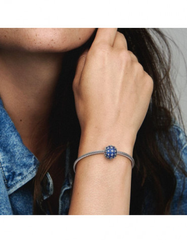 PANDORA Charm Rond Pavé Bleu Scintillant