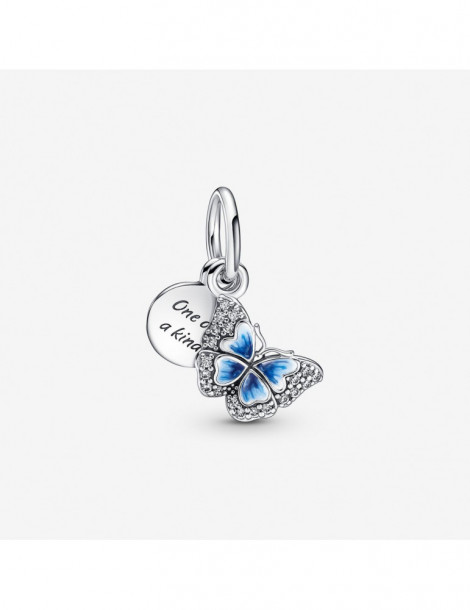 PANDORA Charm Pendant Double Papillon Bleu & Citation